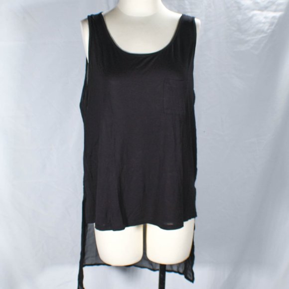 NWT Forever 21 Black High Low Chiffon Back Pocket Tank Edgy Street Style… - Picture 2 of 6